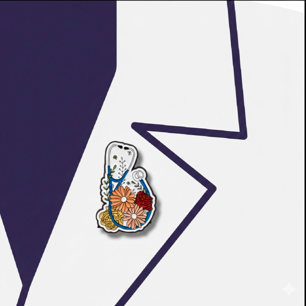 floral stethoscope pin