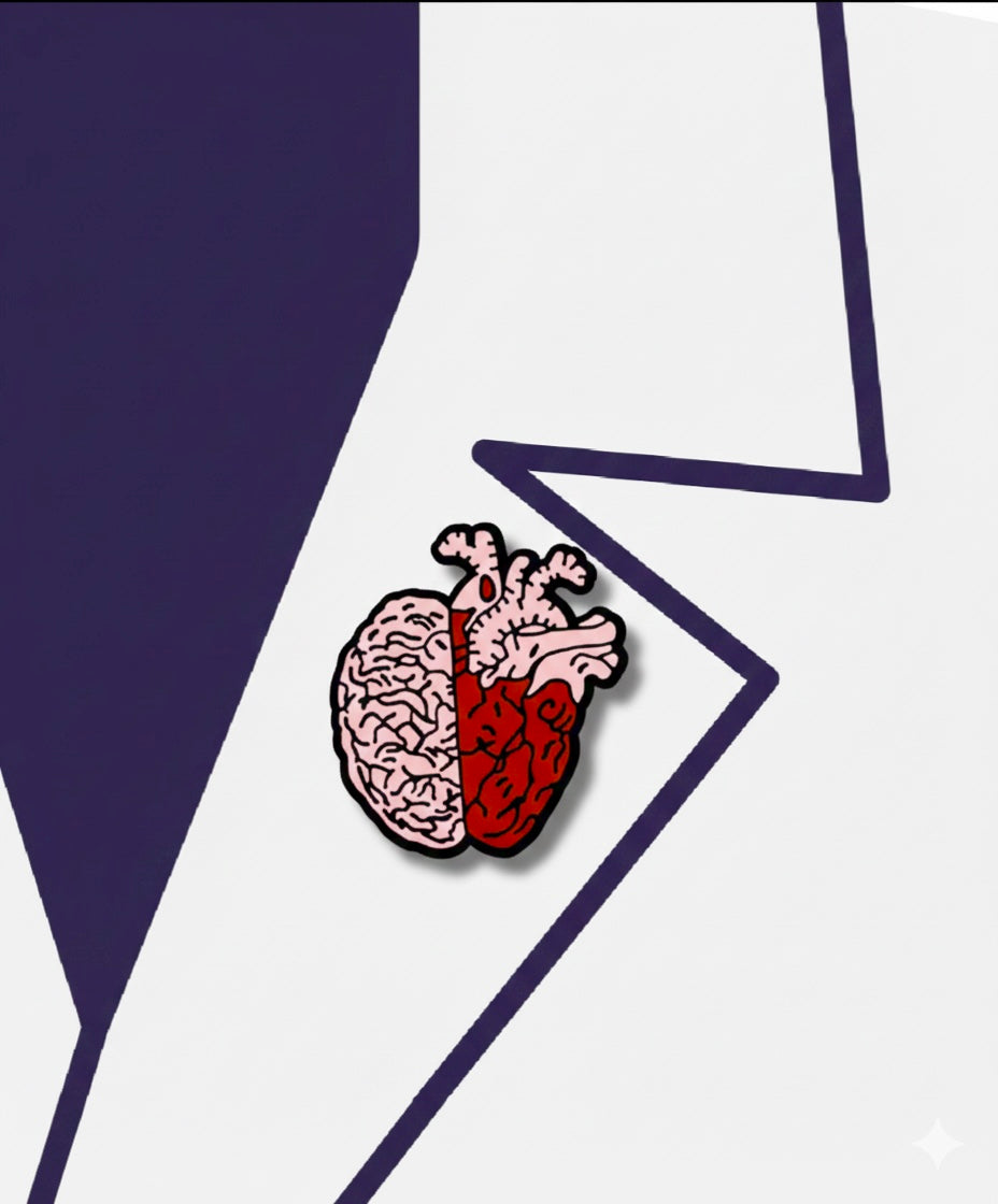 heart and brain pin