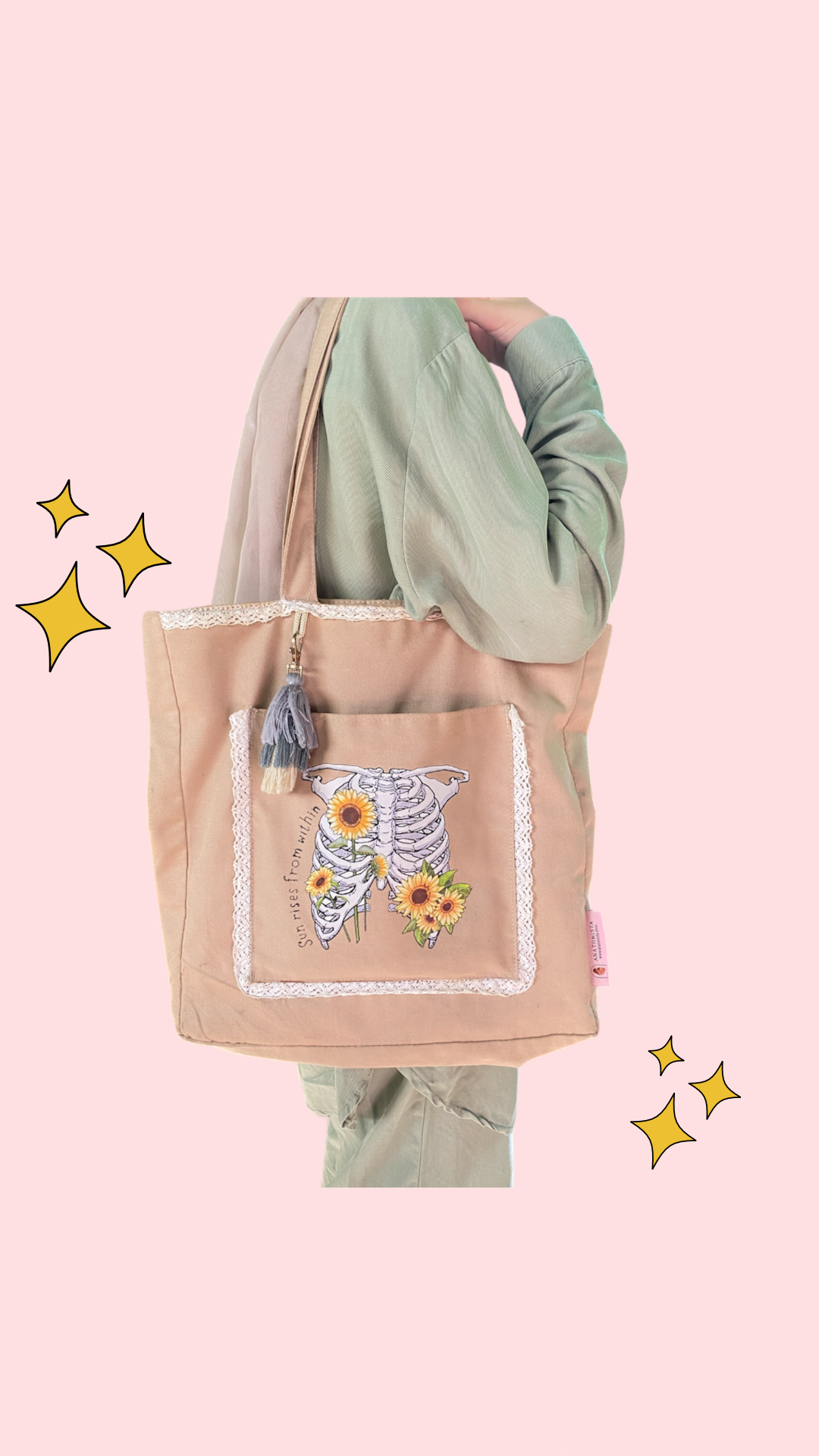 "Floral Ribcage" Bag