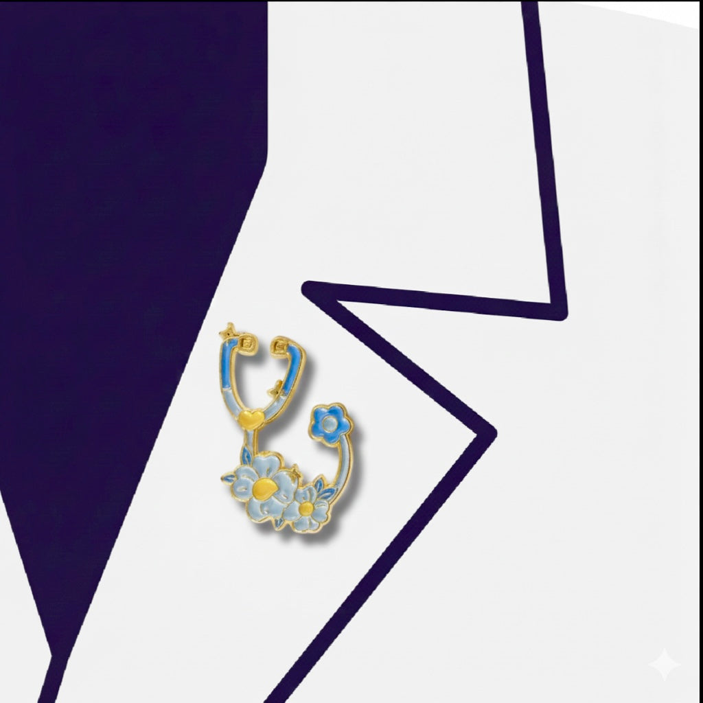 floral stethoscope pin
