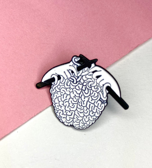 knitting Brain Enamel Pin