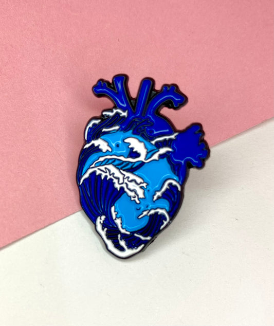 Waves Heart Enamel Pin