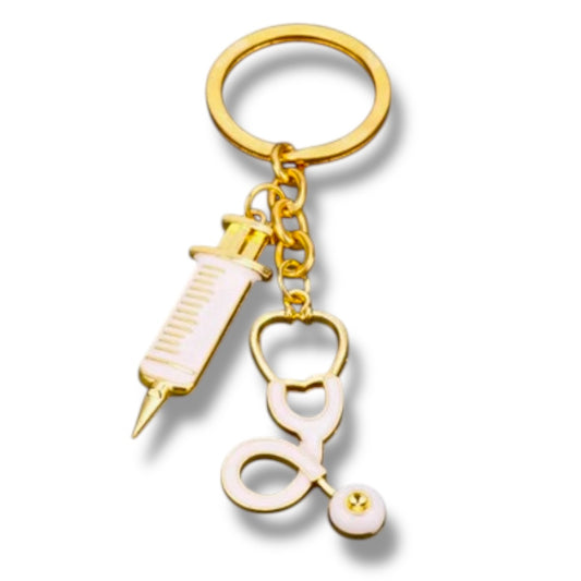 Stetho and Syringe Keychain
