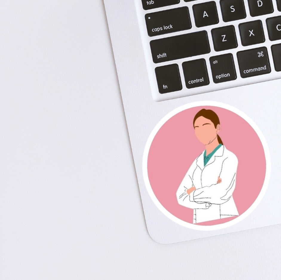 Female white coat Sticker