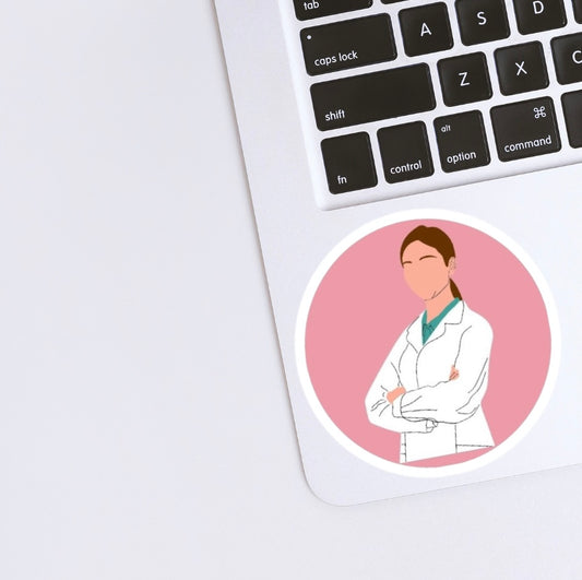 Female white coat Sticker