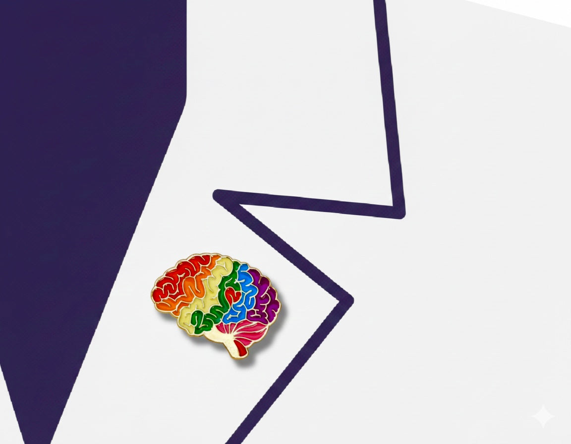 colorful brain pin