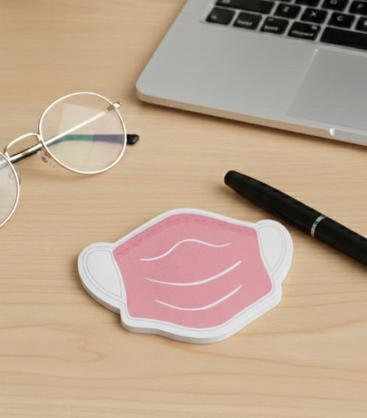 pink mask sticky notes