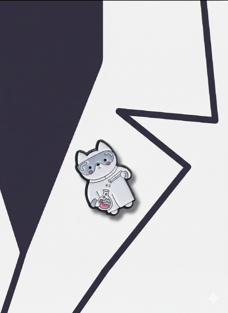 scientist cat pin