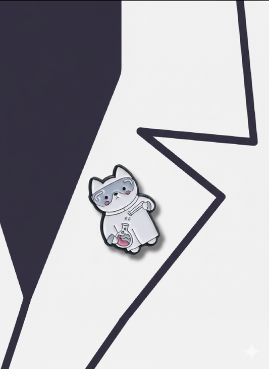 scientist cat pin
