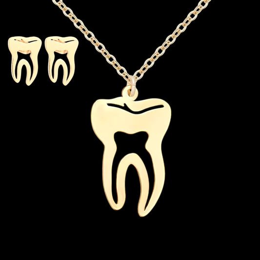Tooth Necklace and earings set