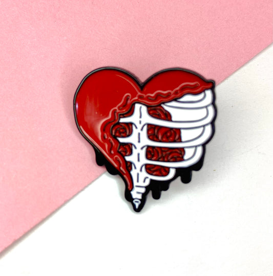 Ribs Heart Enamel Pin