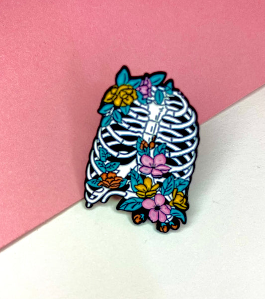 Floral Rib cage Enamel pin